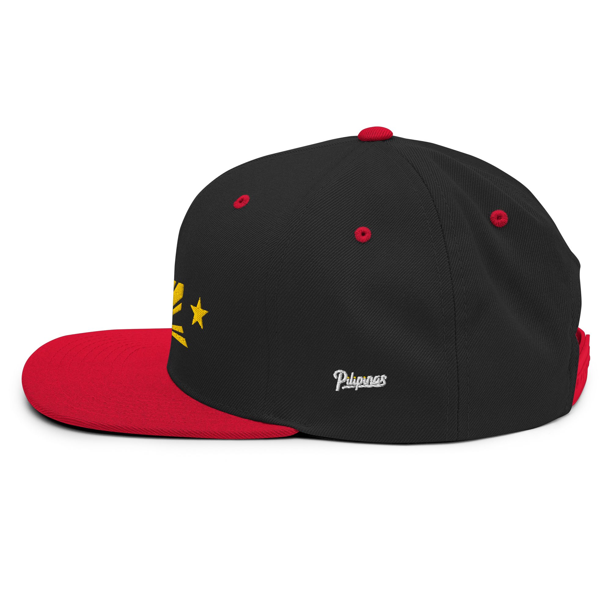 Three Stars & Half-Sun + Script - wool blend flat bill hat - Natural/Black
