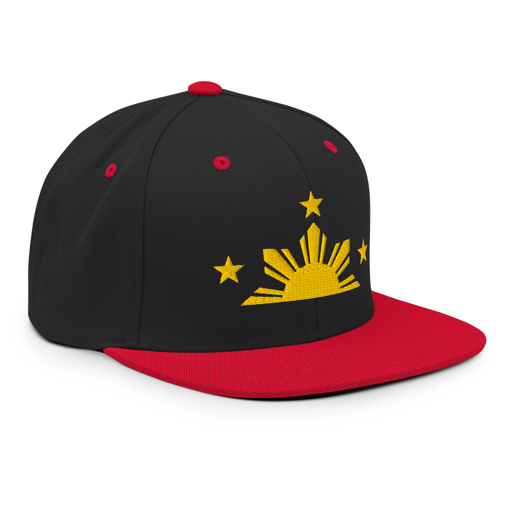 Three Stars & Half-Sun + Script - wool blend flat bill hat - Black/Silver