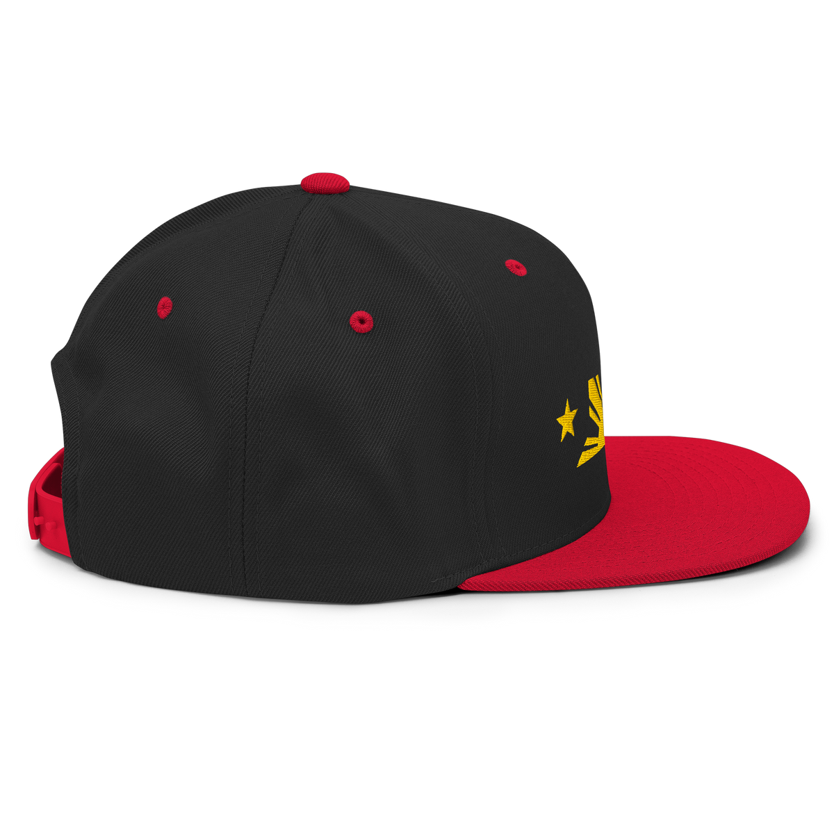 Three Stars & Half-Sun + Script - wool blend flat bill hat - Black/Red