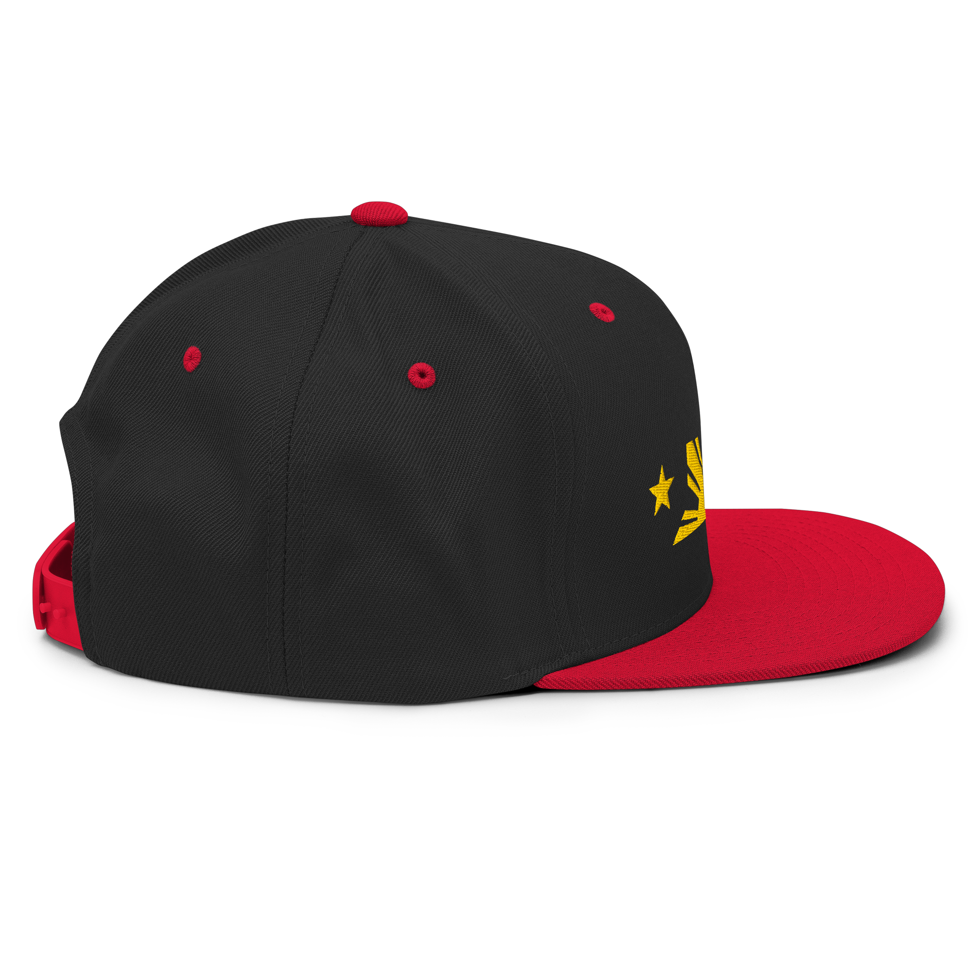Three Stars & Half-Sun + Script - wool blend flat bill hat - Black