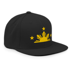 Three Stars & Half-Sun + Script - wool blend flat bill hat - Green Camo