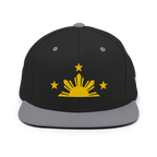 Three Stars & Half-Sun + Script - wool blend flat bill hat - Black/Red