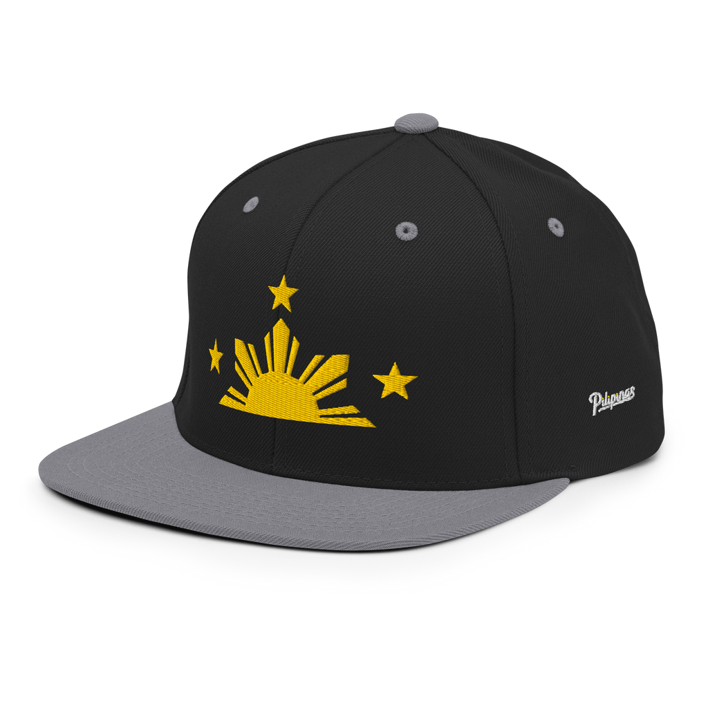 Three Stars & Half-Sun + Script - wool blend flat bill hat - Green Camo