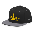Three Stars & Half-Sun + Script - wool blend flat bill hat - Green Camo