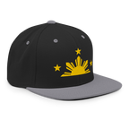 Three Stars & Half-Sun + Script - wool blend flat bill hat - Natural/Black