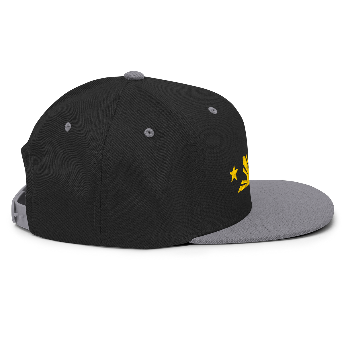 Three Stars & Half-Sun + Script - wool blend flat bill hat - Black/Red