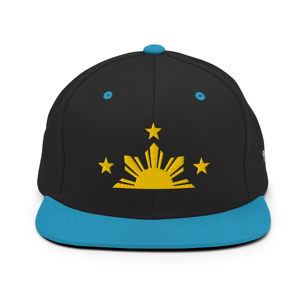 Three Stars & Half-Sun + Script - wool blend flat bill hat - Green Camo