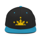 Three Stars & Half-Sun + Script - wool blend flat bill hat - Natural/Black