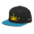Three Stars & Half-Sun + Script - wool blend flat bill hat - Black/Teal