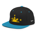 Three Stars & Half-Sun + Script - wool blend flat bill hat - Natural/Black
