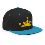 Three Stars & Half-Sun + Script - wool blend flat bill hat - Silver