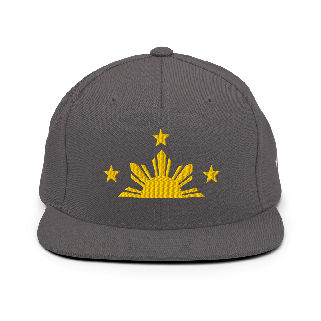 Three Stars & Half-Sun + Script - wool blend flat bill hat - Green Camo
