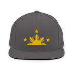 Three Stars & Half-Sun + Script - wool blend flat bill hat - Silver