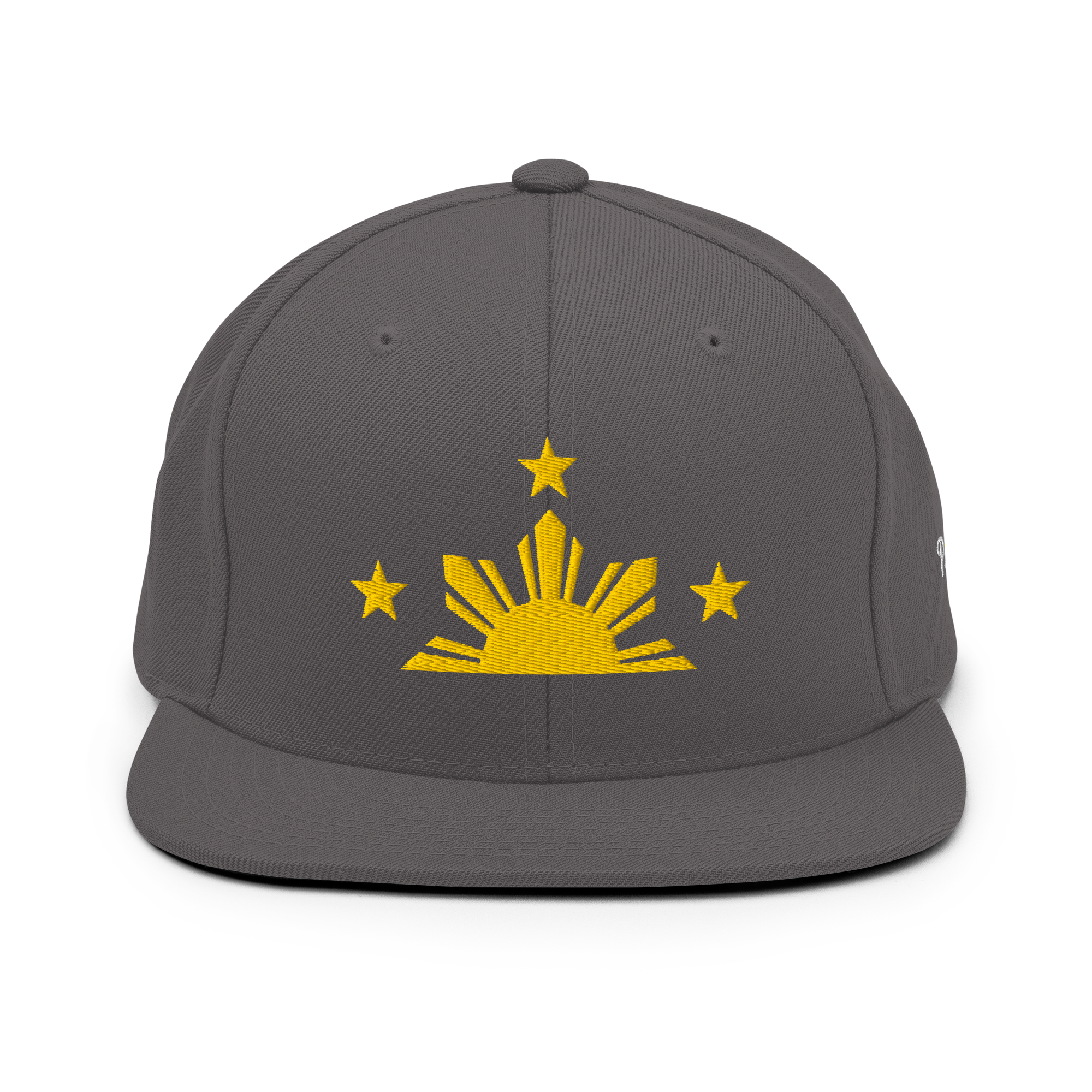 Three Stars & Half-Sun + Script - wool blend flat bill hat - Black