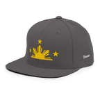 Three Stars & Half-Sun + Script - wool blend flat bill hat - Natural/Black