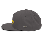 Three Stars & Half-Sun + Script - wool blend flat bill hat - Green Camo