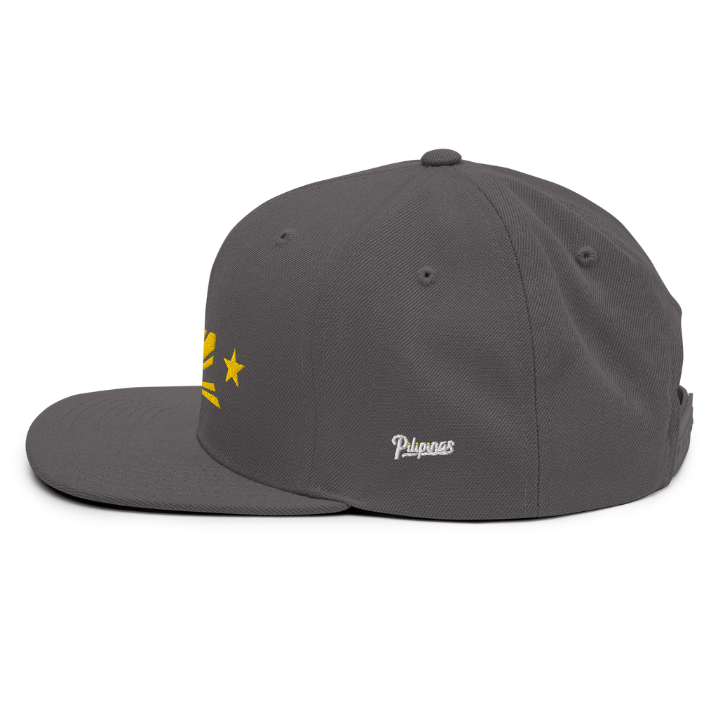 Three Stars & Half-Sun + Script - wool blend flat bill hat - Natural/Black