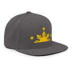 Three Stars & Half-Sun + Script - wool blend flat bill hat - Natural/Black