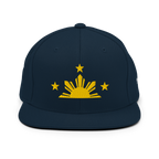 Three Stars & Half-Sun + Script - wool blend flat bill hat - Green Camo