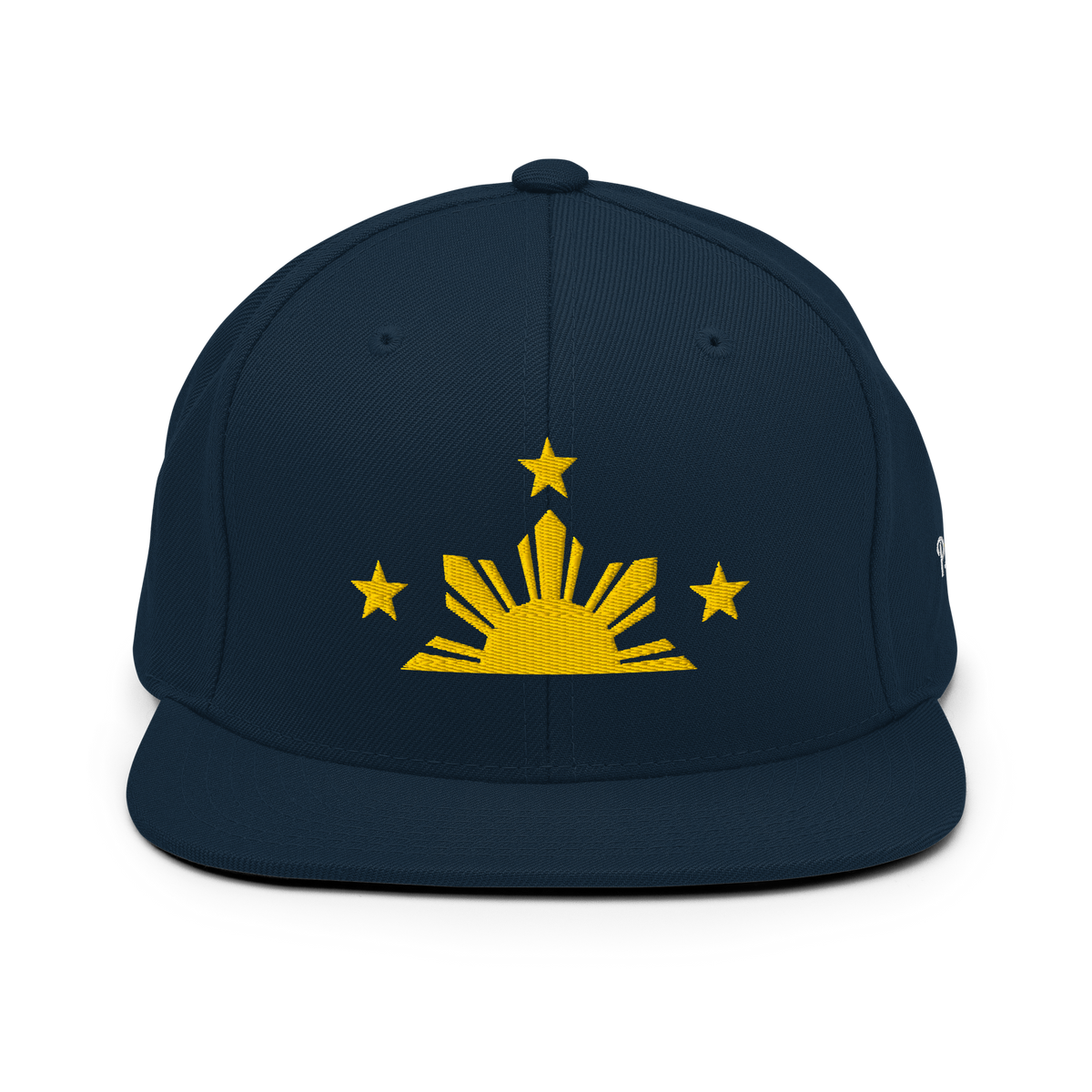 Three Stars & Half-Sun + Script - wool blend flat bill hat - Dark Navy