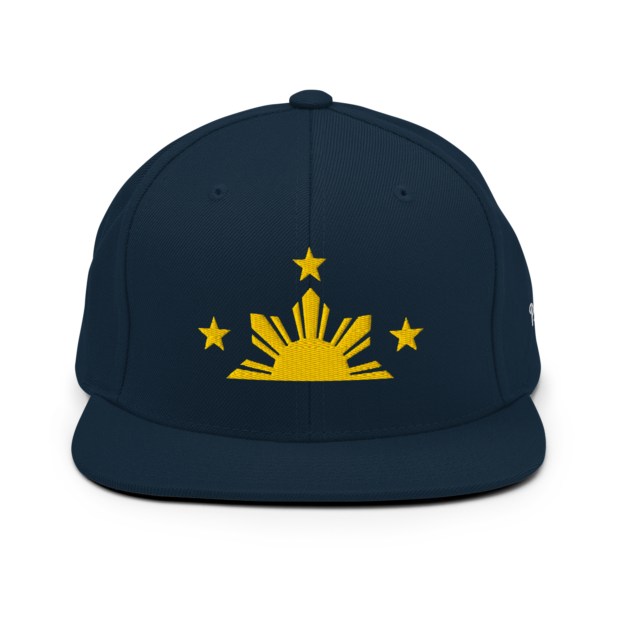 Three Stars & Half-Sun + Script - wool blend flat bill hat - Heather/Black