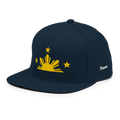 Three Stars & Half-Sun + Script - wool blend flat bill hat - Dark Navy