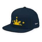 Three Stars & Half-Sun + Script - wool blend flat bill hat - Green Camo