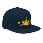 Three Stars & Half-Sun + Script - wool blend flat bill hat - Black