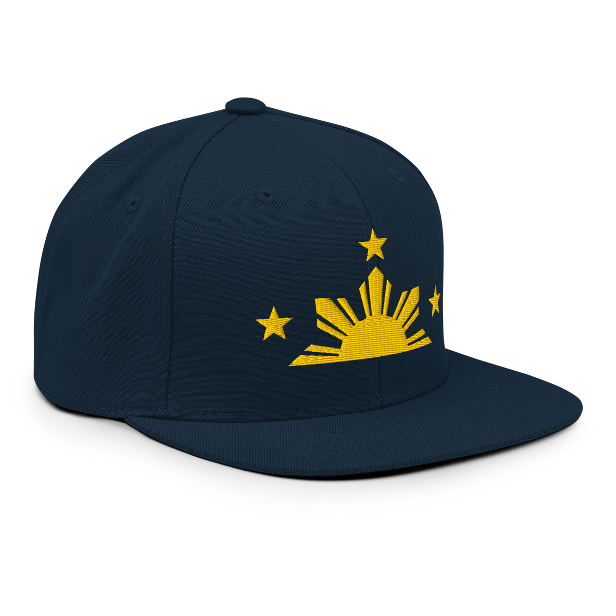 Three Stars & Half-Sun + Script - wool blend flat bill hat - Silver