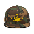 Three Stars & Half-Sun + Script - wool blend flat bill hat - Heather Grey