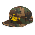 Three Stars & Half-Sun + Script - wool blend flat bill hat - Green Camo