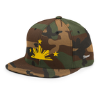 Three Stars & Half-Sun + Script - wool blend flat bill hat - Natural/Black
