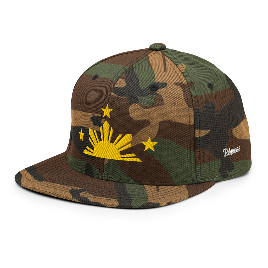 Three Stars & Half-Sun + Script - wool blend flat bill hat - Heather Grey/Red