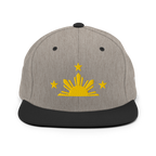 Three Stars & Half-Sun + Script - wool blend flat bill hat - Green Camo