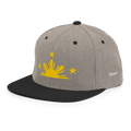 Three Stars & Half-Sun + Script - wool blend flat bill hat - Heather/Black