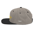 Three Stars & Half-Sun + Script - wool blend flat bill hat - Natural/Black