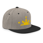 Three Stars & Half-Sun + Script - wool blend flat bill hat - Silver
