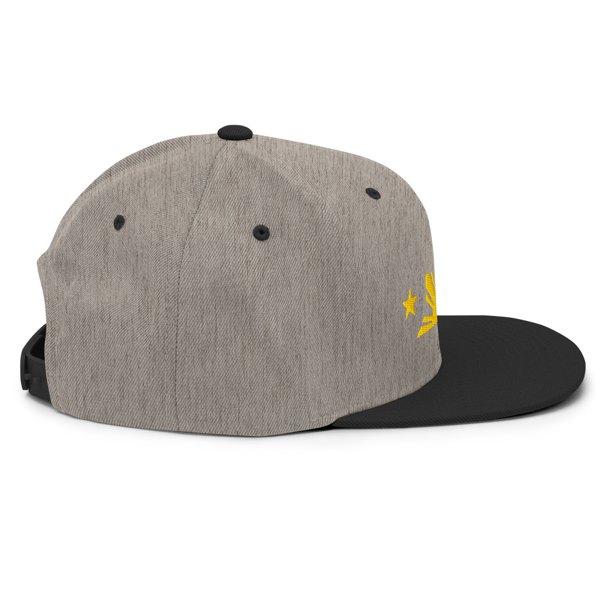 Three Stars & Half-Sun + Script - wool blend flat bill hat - Natural/Black