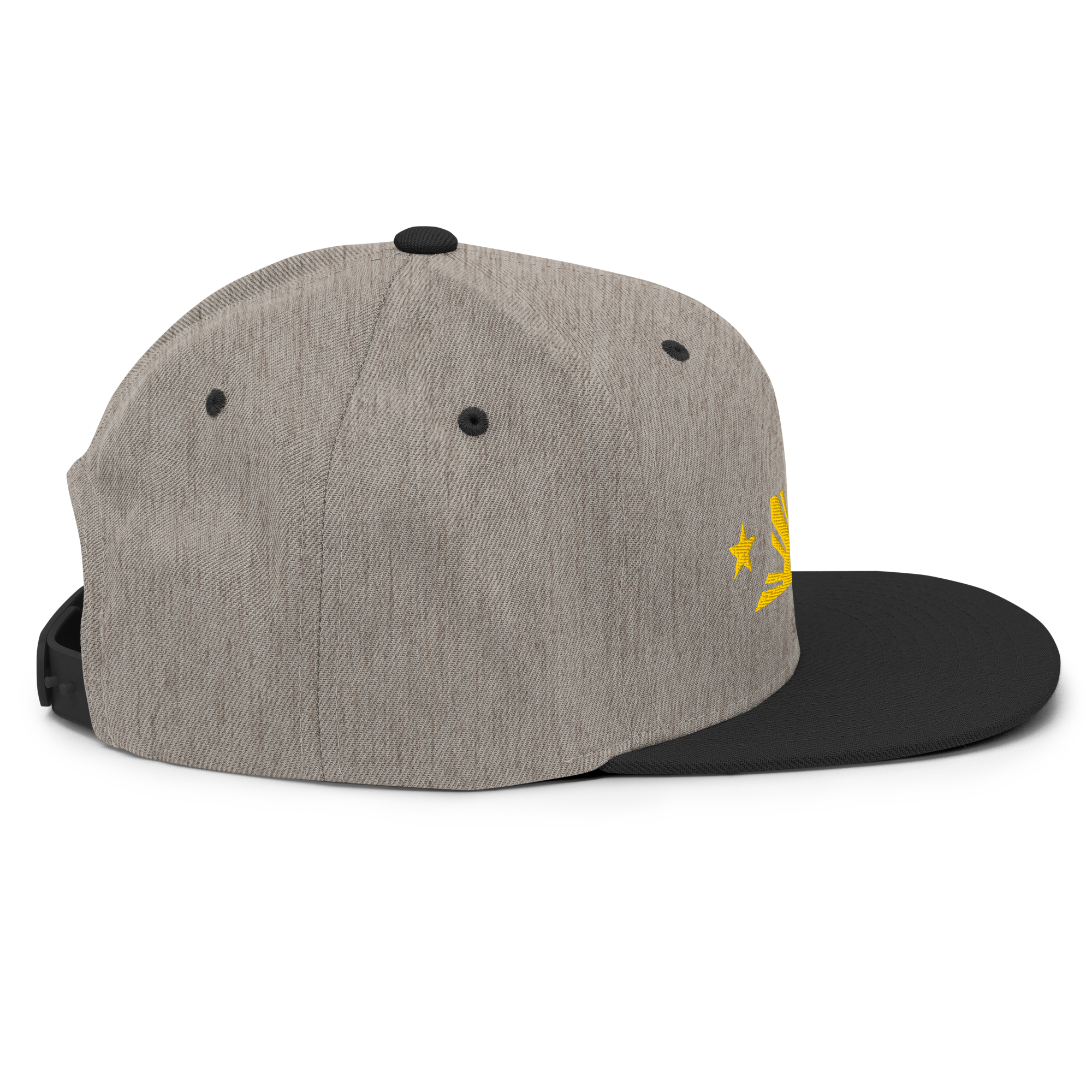 Three Stars & Half-Sun + Script - wool blend flat bill hat - Black
