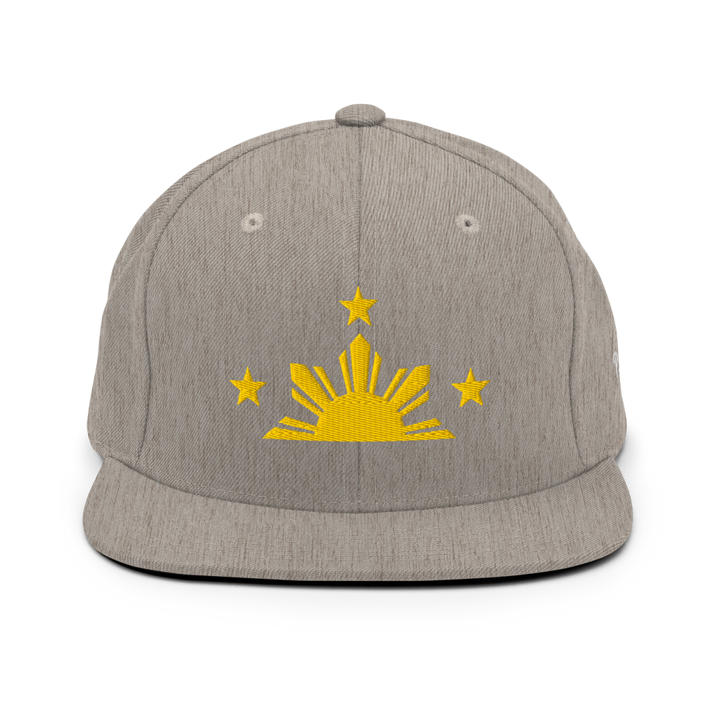 Three Stars & Half-Sun + Script - wool blend flat bill hat - Black/Red