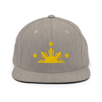 Three Stars & Half-Sun + Script - wool blend flat bill hat - Green Camo