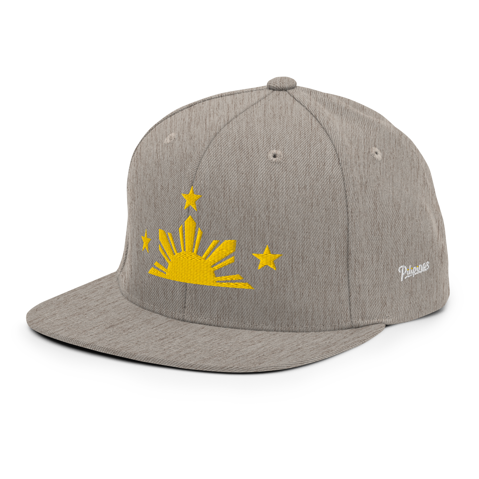 Three Stars & Half-Sun + Script - wool blend flat bill hat - Green Camo