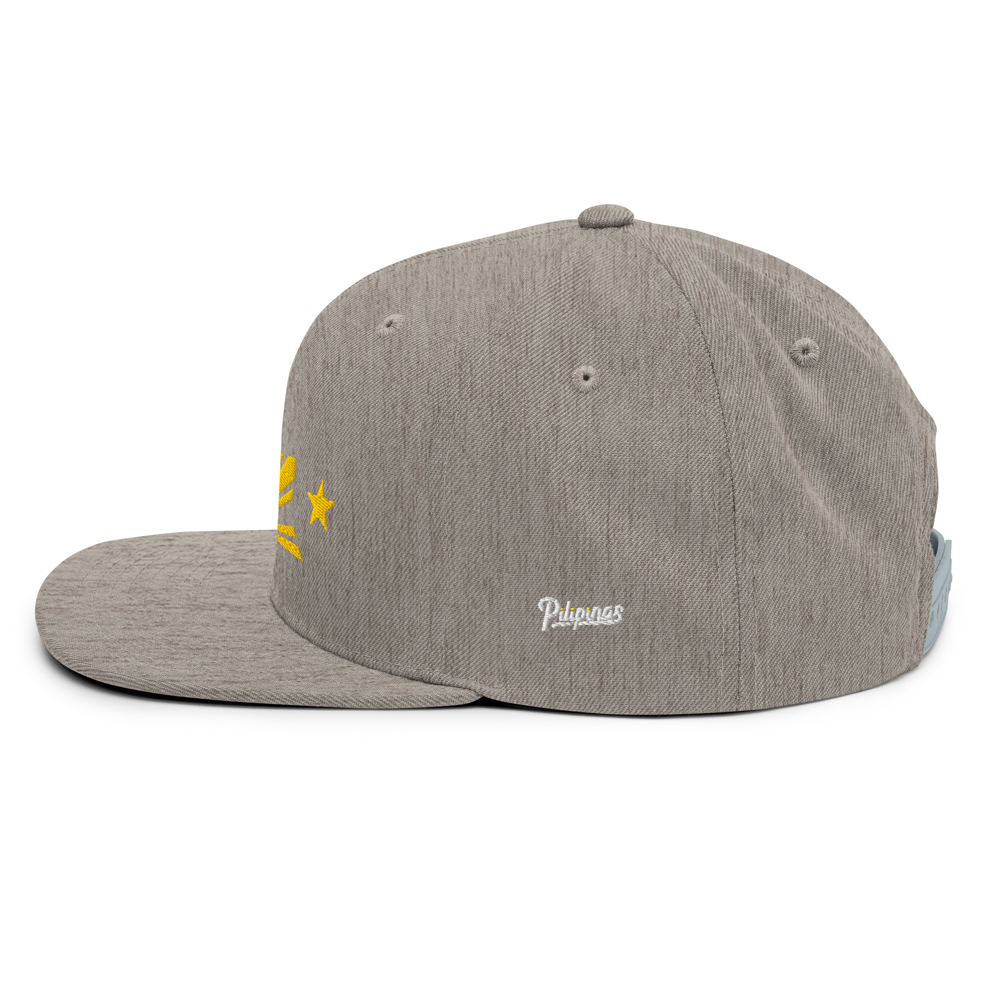 Three Stars & Half-Sun + Script - wool blend flat bill hat - Natural/Black