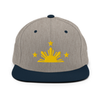 Three Stars & Half-Sun + Script - wool blend flat bill hat - Green Camo
