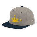 Three Stars & Half-Sun + Script - wool blend flat bill hat - Heather Grey/Navy