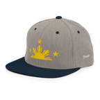 Three Stars & Half-Sun + Script - wool blend flat bill hat - Black/Teal