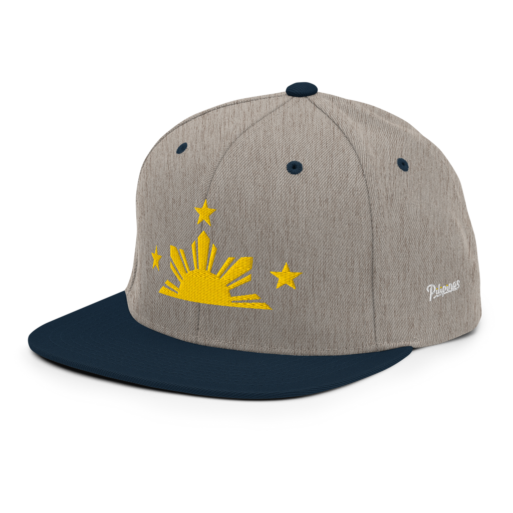 Three Stars & Half-Sun + Script - wool blend flat bill hat - Black