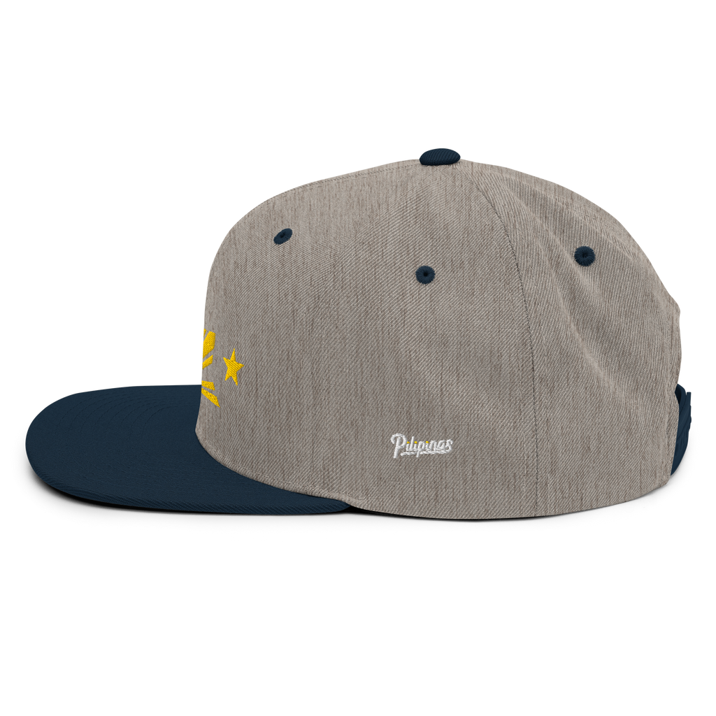 Three Stars & Half-Sun + Script - wool blend flat bill hat - Dark Green