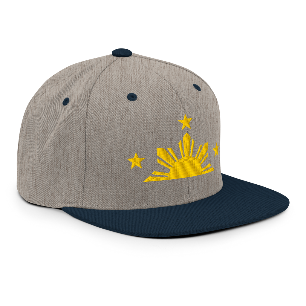 Three Stars & Half-Sun + Script - wool blend flat bill hat - Green Camo