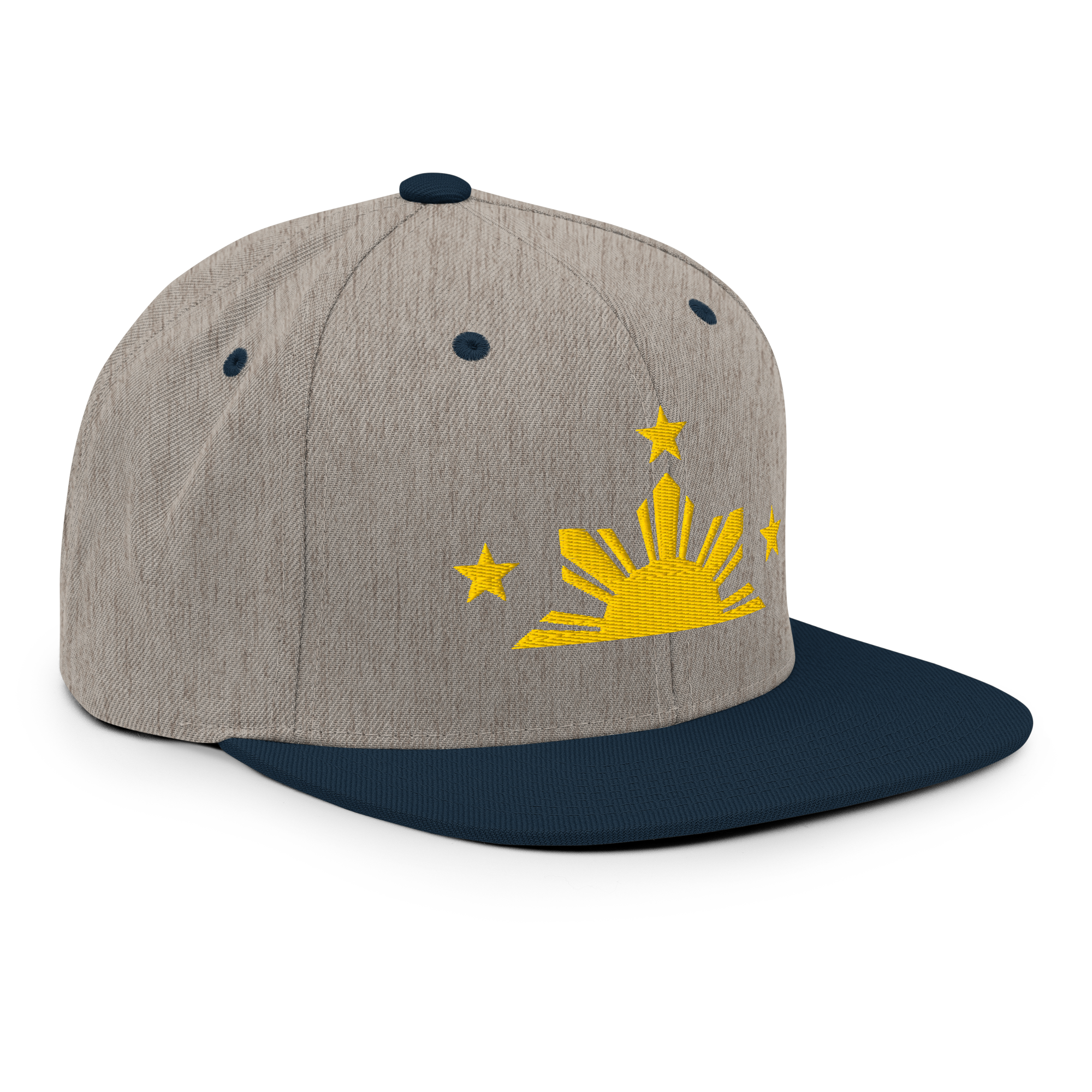 Three Stars & Half-Sun + Script - wool blend flat bill hat - Green Camo